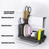 Kitchen Sink Caddy Organizer 304 Stainless Steel Sponge Soap Brushes Dispenser Holder with Rag Rack