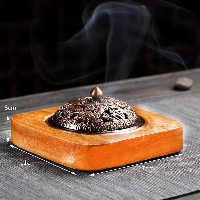 Indoor Sandalwood Incense Holder Walnut Wood Incense Burner Household Moxibustion Base Mugwort Pillar Incense Burner Decoration