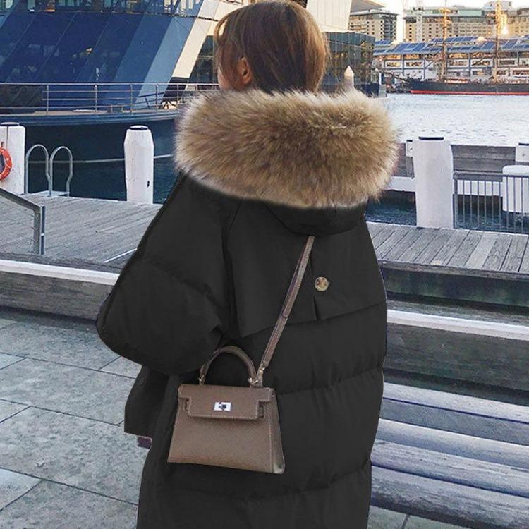 Winter Women Warm Thickened Coat Large Size Long Loose Jacket S чёрный