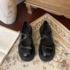 Black Retro Thick Heel Platform Small Leather Shoes Women's 2025 New Spring and Autumn Versatile Skirt French Mary Jane Single Shoes