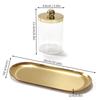 Lot de 2/3 Porte-cotons-tiges Ensemble de salle de bain avec organisateur de plateau doré Bocaux d'apothicaire en plastique acrylique Distributeur de cotons-tiges Boîte avec couvercle