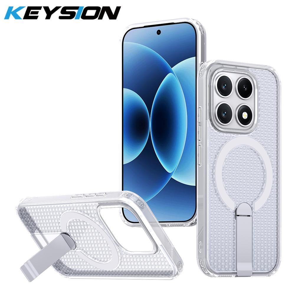 KEYSION Hollow Heat Dissipation Magnetic Case for MagSafe for Xiaomi 17 Cooling Hide Stand Shockproof Phone Cover for Xiaomi 17