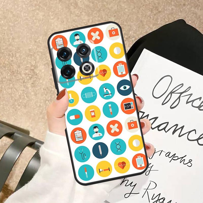 Medical Medicine Nurse Pattern Case For OnePlus 15 R 12 12R 13T 13 13R 11 10 Pro 10T 8T Nord 5 CE 2 3 4 Lite N20 N30 Cover