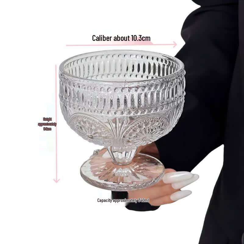 

Retro Embossed Glass Dessert & Ice Cream Cups (Set of 2)