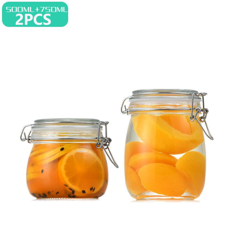 Glasflasche Versiegelter Behälter Für Küche Lebensmittel Eingelegtes Obst Konserven Transparent Große Öffnung Marmeladenglas Aufbewahrungsglas Haushalt