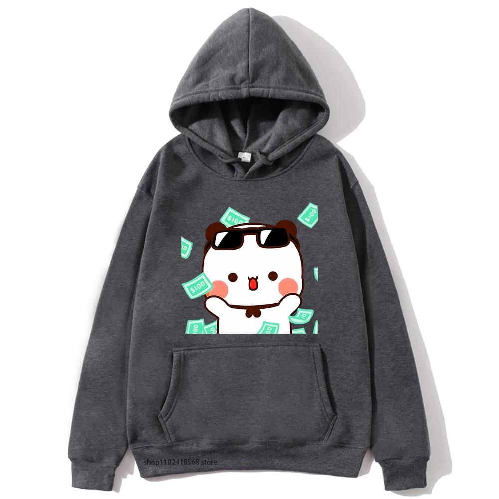 Men's hooded sweatshirt with Bubu and Dudu cartoon print, a fashionable and casual hip-hop style top for autumn and winter Harajuku fashion.