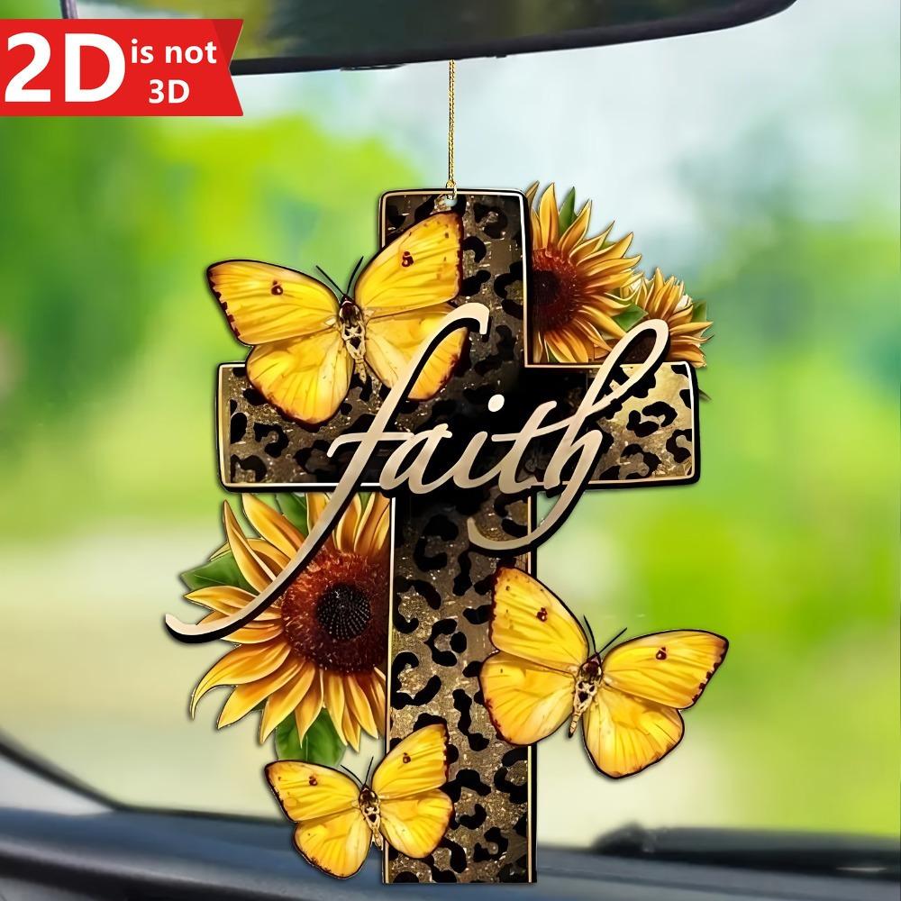 2D подсолнух крест для домашнего декора, элегантное украшение на основе веры для рабочего стола или сада. чистый