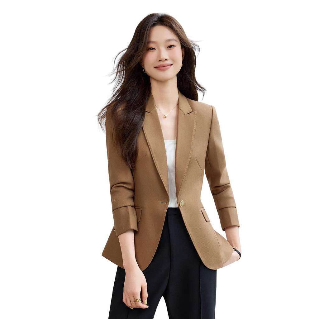 2025 Women's Slim Fit Black Blazer: High-End, Petite, Casual Suit for Spring and Autumn