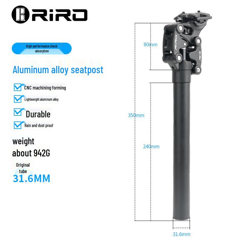 

RIRO Mountain Bike Shock-Absorbing Seatpost with Four-Bar Linkage Suspension, Sizes 27.2/30.9/31.6MM