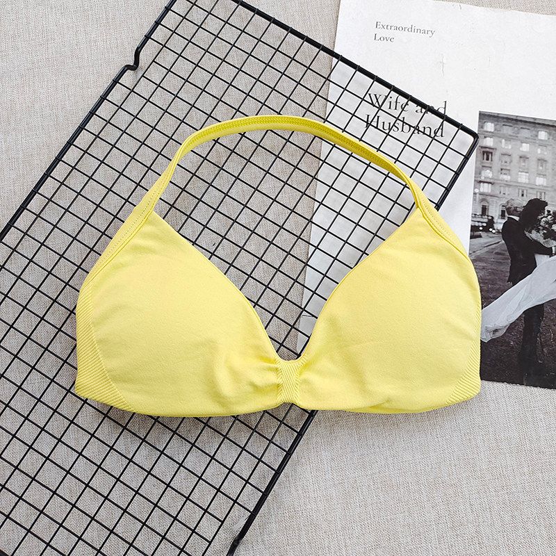 and American Hanging Neck Thin Drawstring DFY Sports Underwear Beauty Back Women Can Be Worn outside Comfortable Large Backless Breathable Fitness Bra