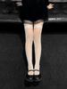 Women'S Sexy Fishnet Stockings Lace Trim Solid Color Thigh High Socks Japanese Style Gothic Lolita Jk Mesh Over-The-Knee Socks