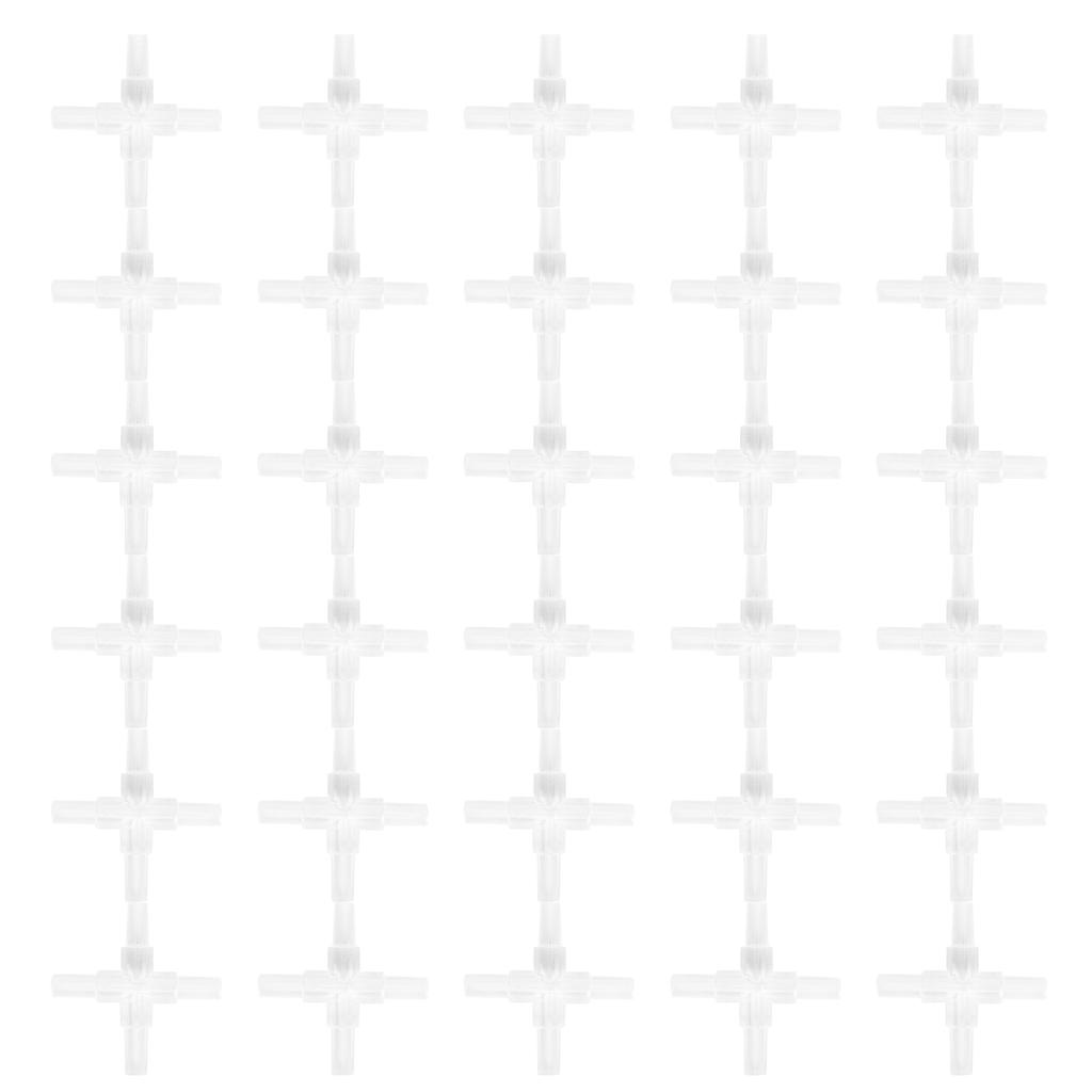 30pcs 4MM Aquarium Fish Tank  Air Tubing Splitter L Shape 3 Way 4 Way Adapter ConnectorCrystal 4