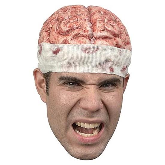 Zombie Brain Cap Creepy Latex Headpiece Realistic Brain Hat Halloween Costume Headwear for Cosplay Horror Themed Parties