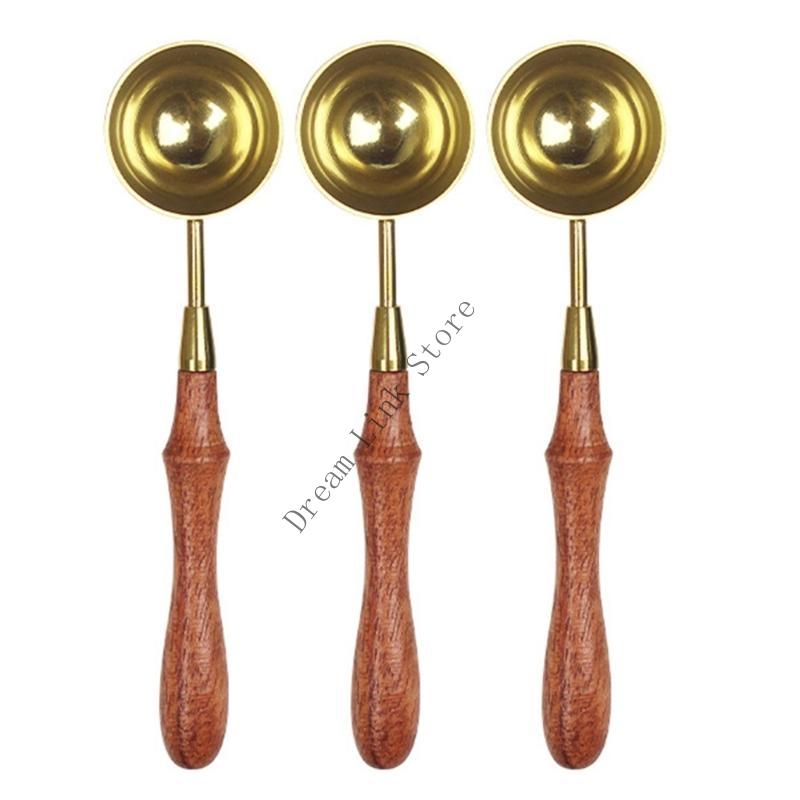 Q1FD 3 Pcs Metal Sealing Spoon Wax Seal Spoon Wax Sealing Stamp Melting Spoon