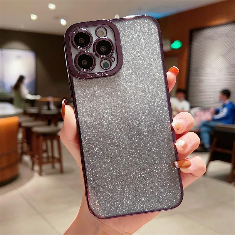 Gradient Glitter Electroplated Clear Phone Case For iPhone 14 13 12 11 Pro Max 7 8 Plus SE  Mini Soft Cover