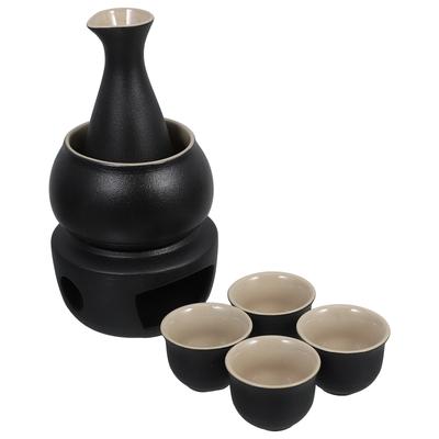 1Set Japanese Sake Set Ceramic Saki Cups and Tokkuri Bottle Retro Porcelain Sake Serving Set Ideal for Tea Or Wine Warming