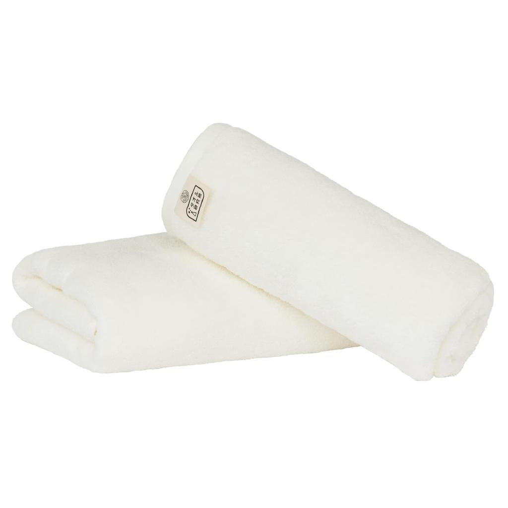 Towel Laboratory White Bath Set of JapanTechnology [Spongy Touch] #033 Towels, 2, Soft, Medium-Weight, High-Volumn Absorbency, Durable, 100% Cotton,