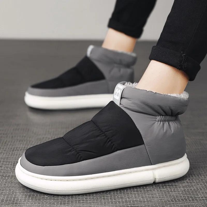 Klassische Plateau-Winterstiefel für Herren Warme Plüsch-Herren-Schneestiefel Bequeme Rutschfeste Outdoor-Knöchelstiefel Mann botas