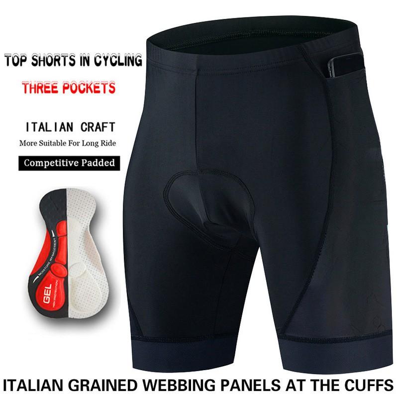 Mens Cycling Shorts With 3 Pockets 5/8 Length Road Bike Apparel Quick-Dry Breathable Performance Wear