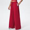 Women's Wide-Leg Brushed Fleece Pants with Drape Pockets and Elastic Drawstring
