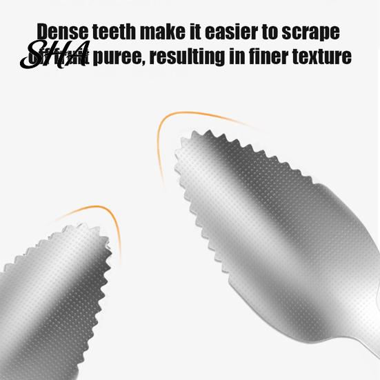 Fruit Scraper Spoon Double Head Baby Spoon, Silicone Feeding with Serrated Stainless Spoons Steel Scraper, Hygienic Infant Tool, for Puree Safe