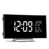 Curved Digital Clock LED Mirror Backlight 3 Level Brightness Desktop Clock with Temperature Humidity