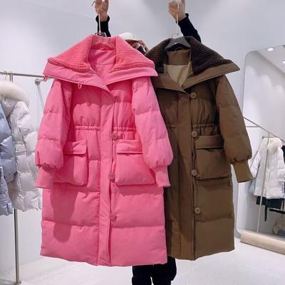 Jaqueta de algodão espessada com gola de lã de cordeiro estilo europeu, casaco de inverno quente para mulheres