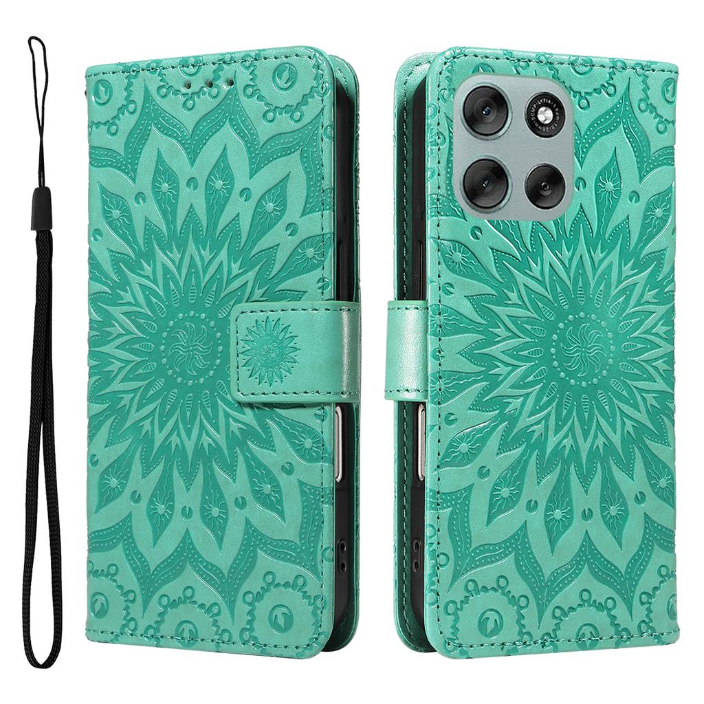 For Motorola Moto G56 5G Leather Wallet Case Sunflower Imprinted Phone Cover