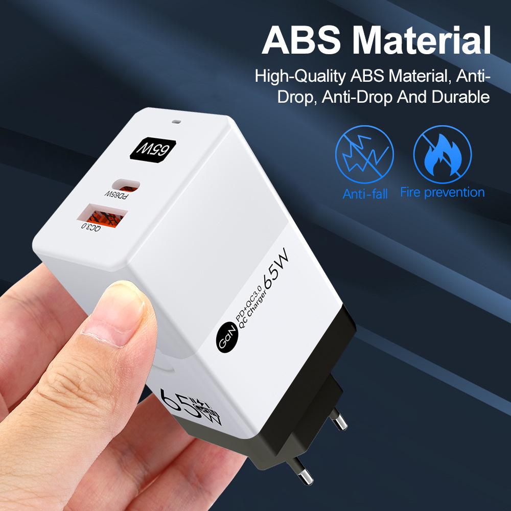 PD 65W GaN Fast Charger with QC3.0 for Phones & Tablets - European Standard