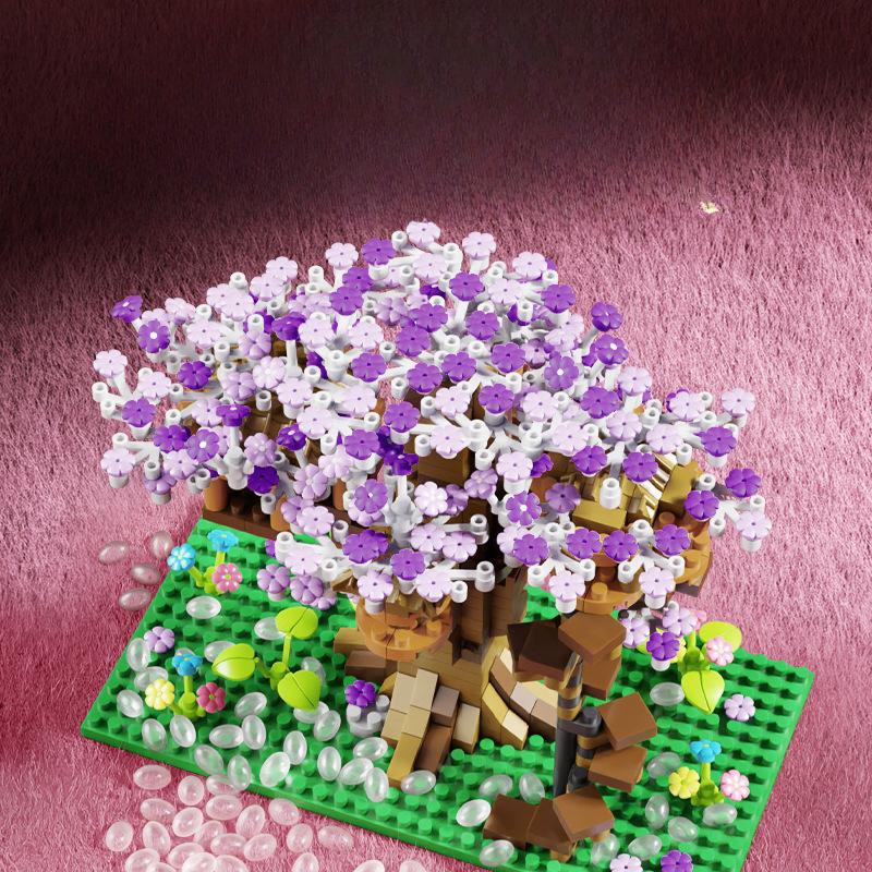 

Розовая вишня цветущая елка дом строительные блоки микрочастицы строительные блоки детская головоломка сборка игрушка совместима с девочками 12*8.5*10cm