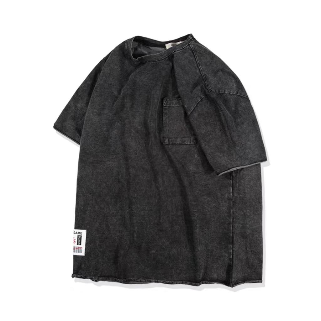 American Heavyweight Soft Athletic Casual Peplum Stretch Fit Wrinkle Loose Men's Fashion Short Sleeve Top Comfortable T Shirt
