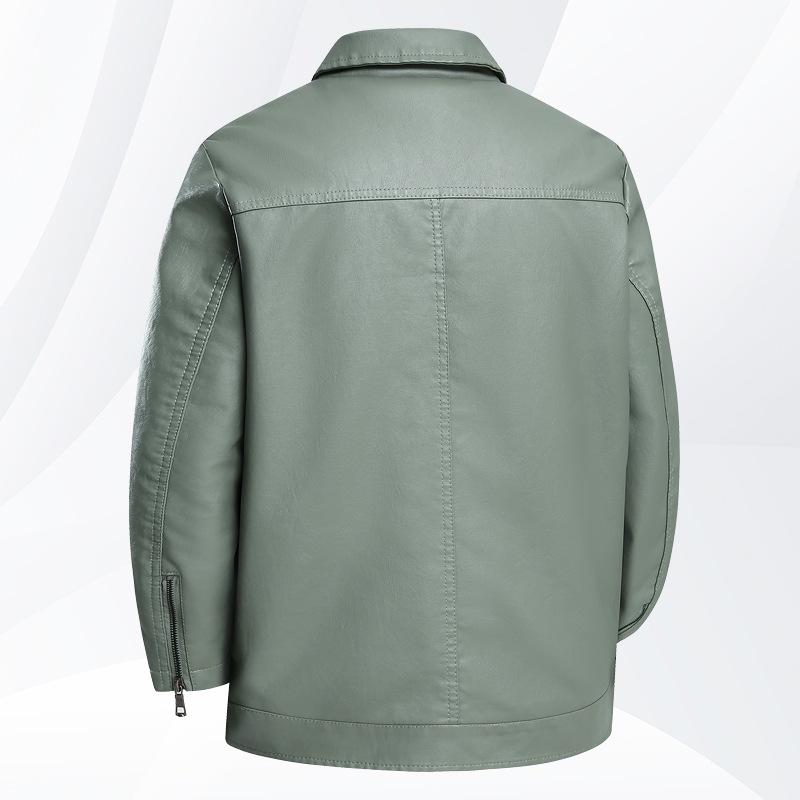 Men's Plus Size Leather Jacket - Autumn/Winter Loose Fit with Turn-down Collar