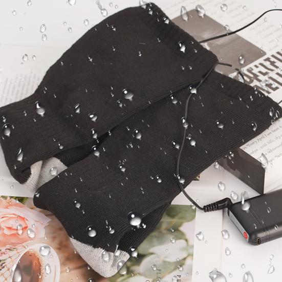 1 Pair Heated Sock 3 Temperature Adjustable Quick Heating USB Rechargeable Battery Powered Stretch Thickened Electric Heating Stocking Leg