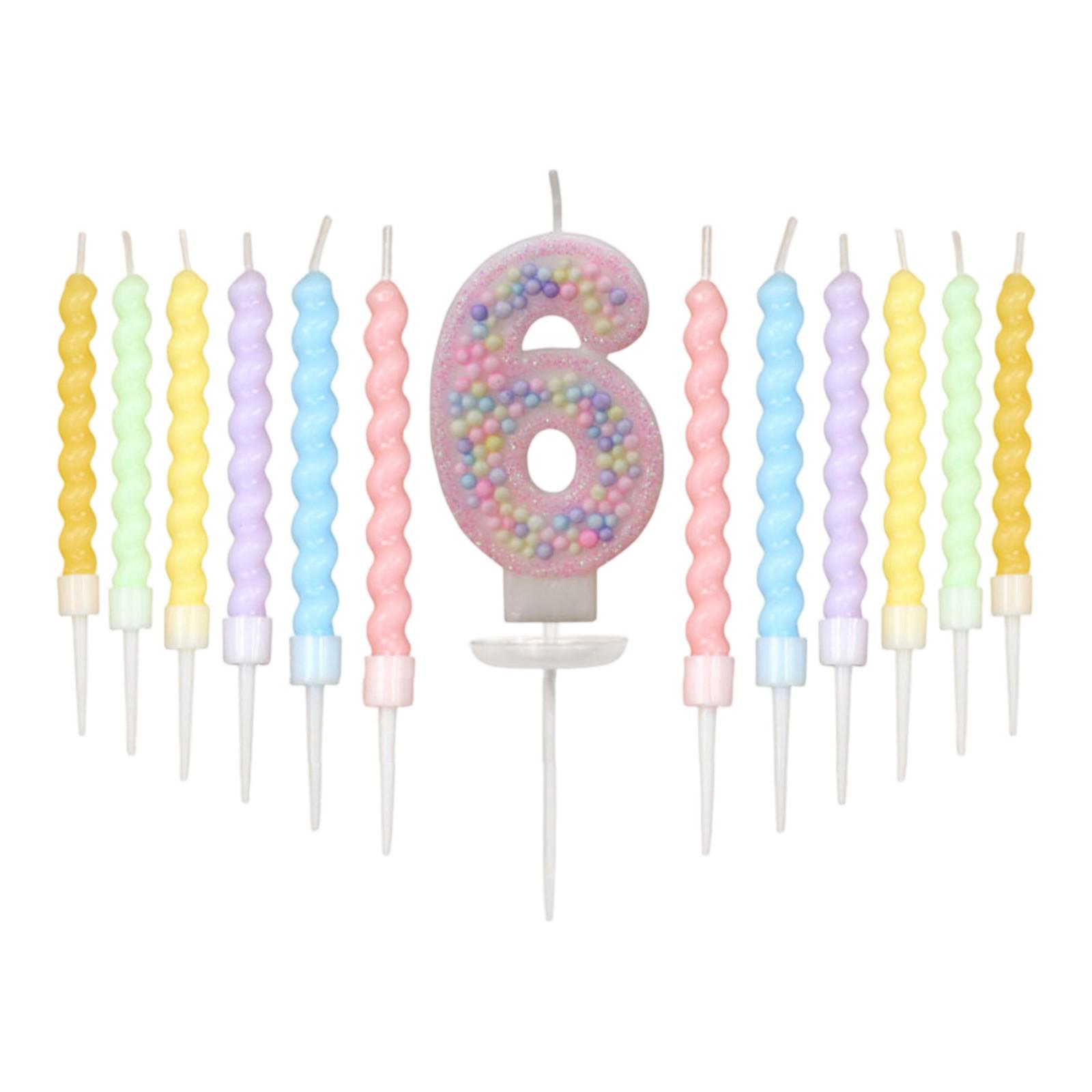 

Macaron Colored Ball Threaded Candle Set Birthday Candle Decoration One Size