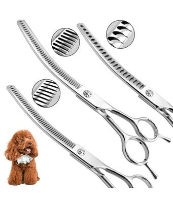 Professional Pet Grooming Scissors 7 Inch Curved Chunking Scissors For Dogs & Cats Ideal For Diy Home Use