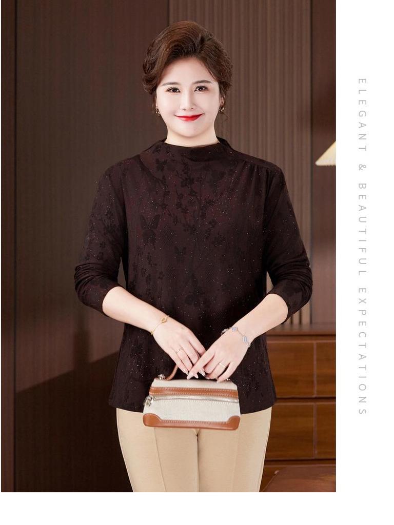 2025 Übergröße Langarm Mode Top für Frauen mittleren Alters und ältere Frauen