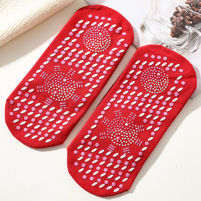 Tourmaline Heated Massage Socks: Warm, Sweat-Absorbent, Cold-Resistant Mid-Tube Cotton