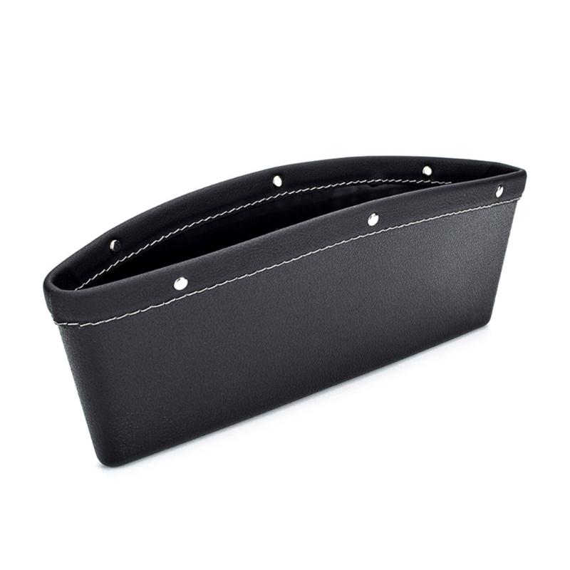 Vehicle Seat Side Catchall Box with Textured Trim, Open Storage Space, and Room for Phone, Cards, Tissue, and Coins