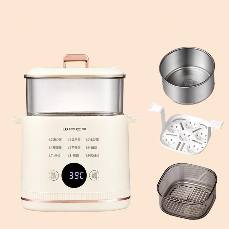 

300W Home Egg Cooker Fast Dormitory Multifunctional Electric Steamer 24h Reservation Breakfast Machine Auto Power Off 220V EU белый