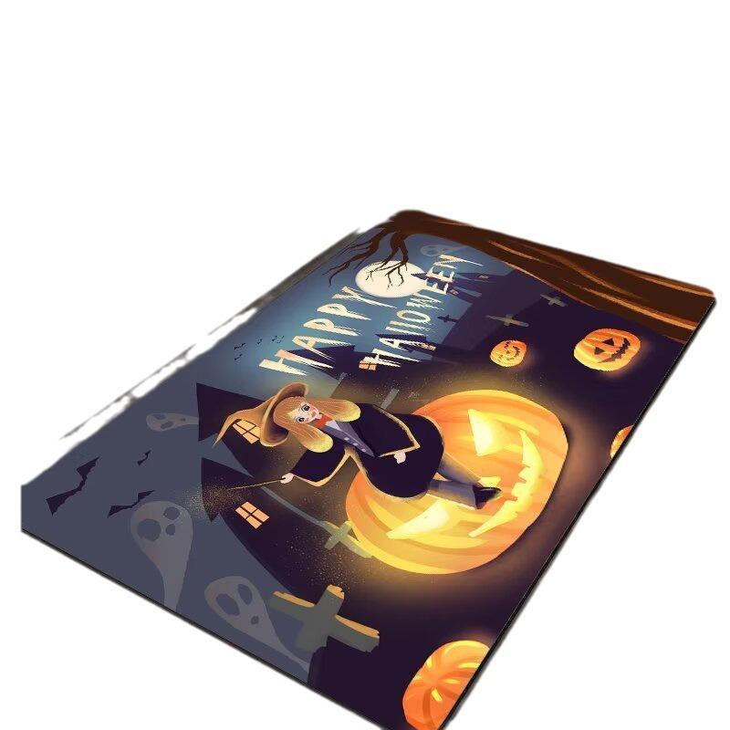 Non-Slip Halloween Floor Mat: Dirt-Resistant, Water-Absorbent Crystal Velvet for Bathroom or Entrance