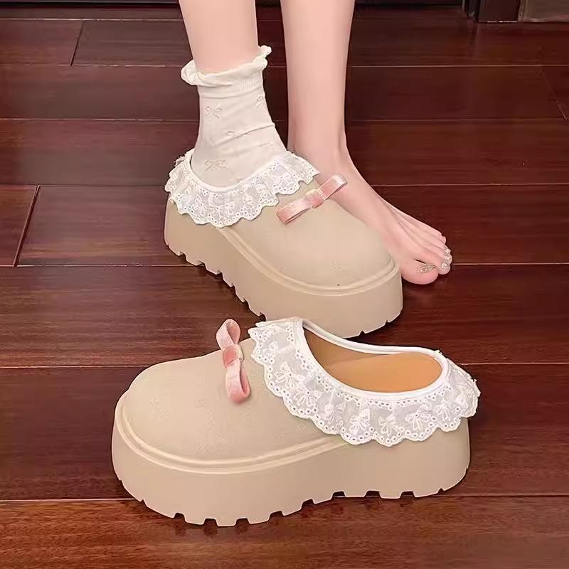 Round head versatile pink retro thick-soled women's new summer wear heightened non-slip bag head slippers