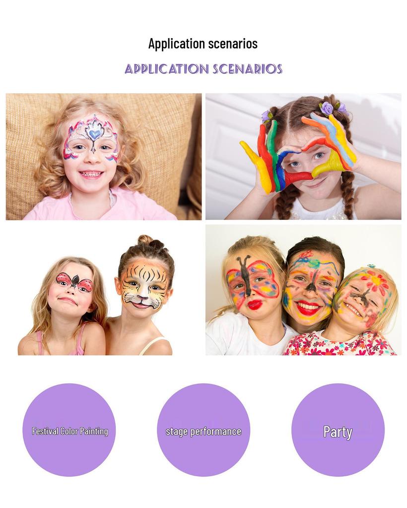 In-Stock 6-Color Dual-Tone Washable Face & Body Paint Cream for Kids