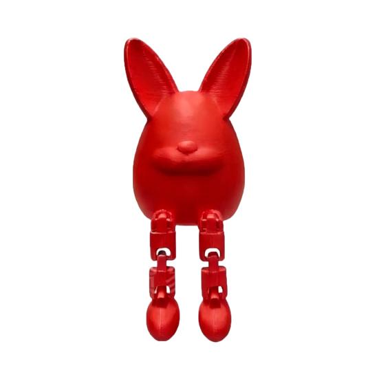 Easter Egg Bunny Figurine 3D Printed Poseable Rabbit Statue with Movable Legs Cute Desktop