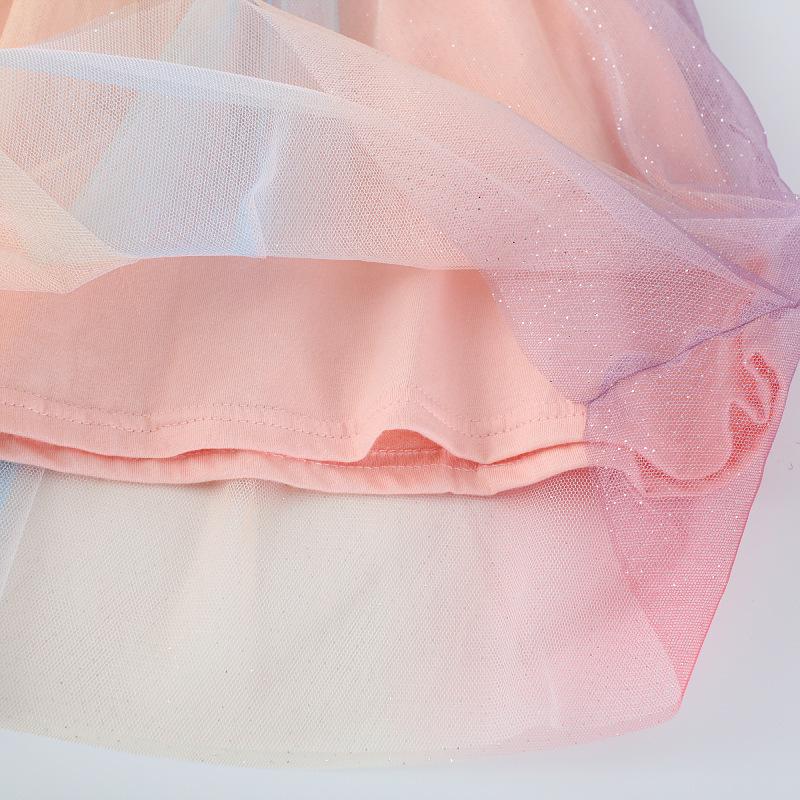 European & American Style Spring/Summer Princess Dresses for Toddlers & Preschoolers: Short-Sleeved Knitted Mesh Girls' Dresses