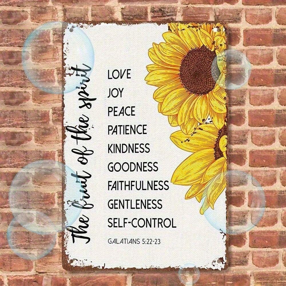 Metal Poster Sunflower Bible Verse Galatian Christian Wall Art Home Gift