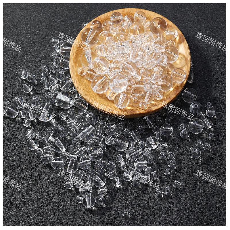 Clear Acrylic Round Beads - Glass-like Finish for DIY Jewelry & Accessories