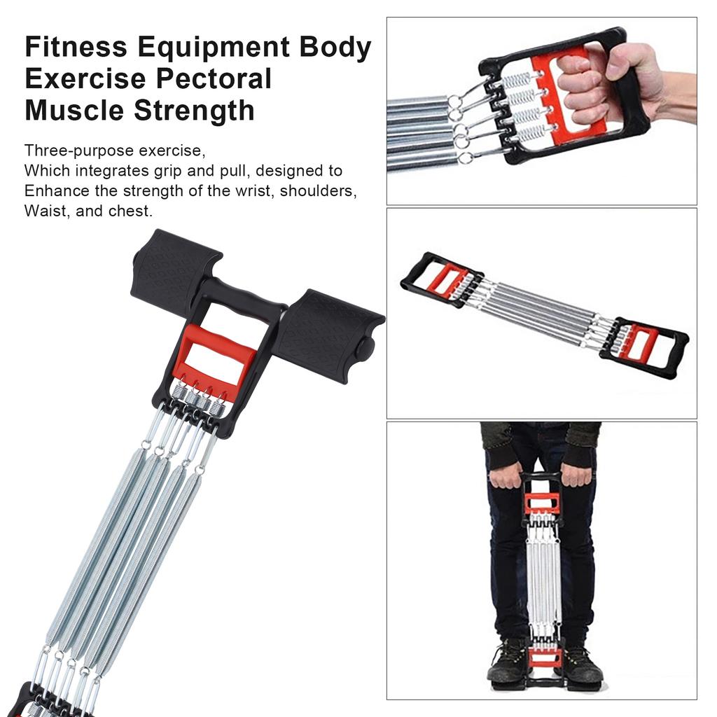 3 In 1 Spring Arm Muscle Exerciser Chest Expander with 5 Springs Fitness Equipment