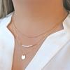 Women's Stylish Faux Pearls Polished Coin Charm Pendant Three Layers Necklace