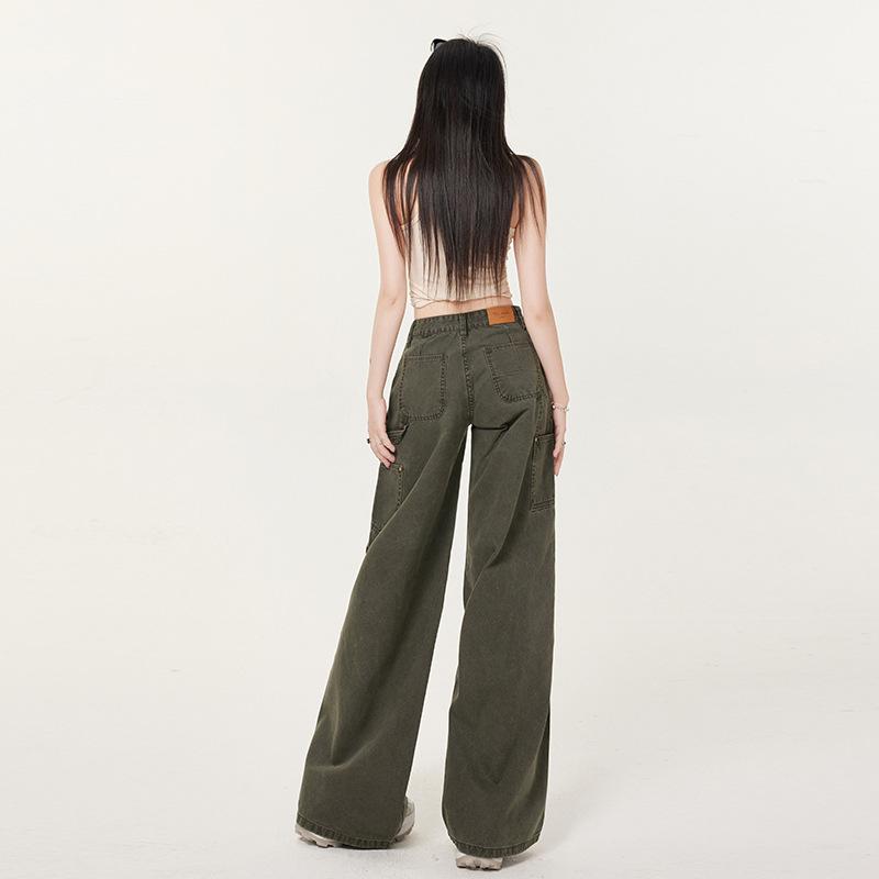 Women's Low Rise Retro Curved Blade Jeans - High Street Style, Loose Fit, Wide Leg, Casual.