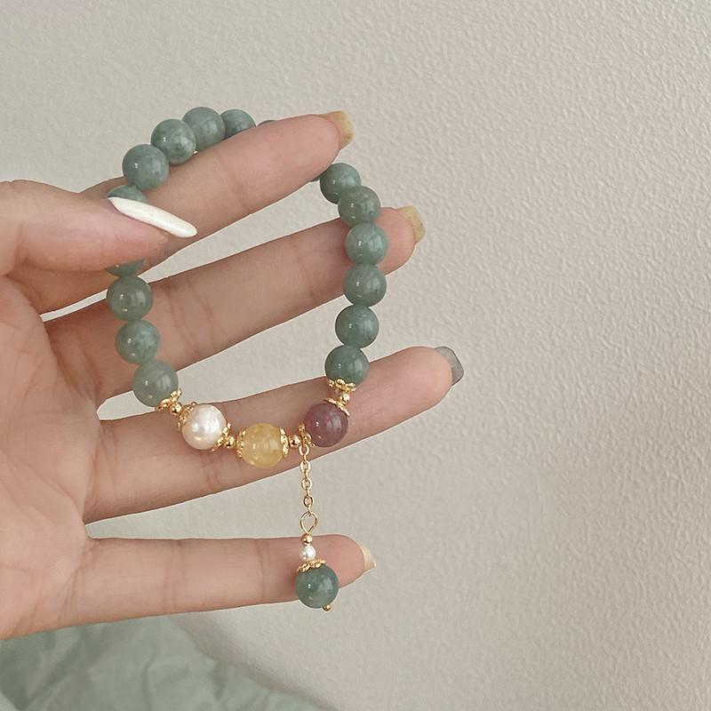 High Quality Natural Burma Jade & Freshwater Pearl Female Charm Bracelets  For Women Birthday Gifts